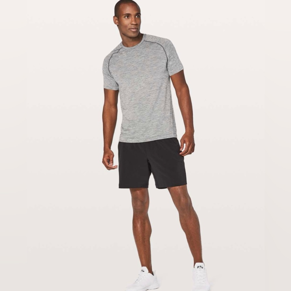 LULULEMON SLTE/WHT Grey White Metal Vent Tech SS Top Shirt Men's M